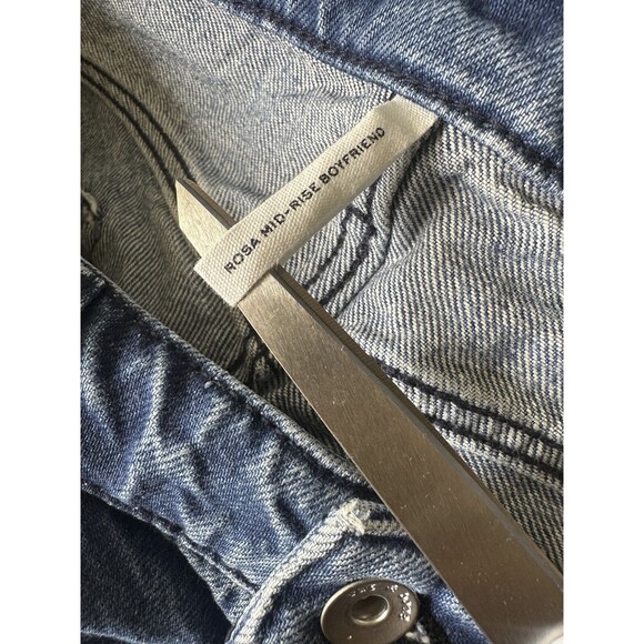 Rag & Bone Rosa Mid-Rise Boyfriend Jeans in Malibu Blue Denim Button Fly Size 34 - Picture 9 of 16